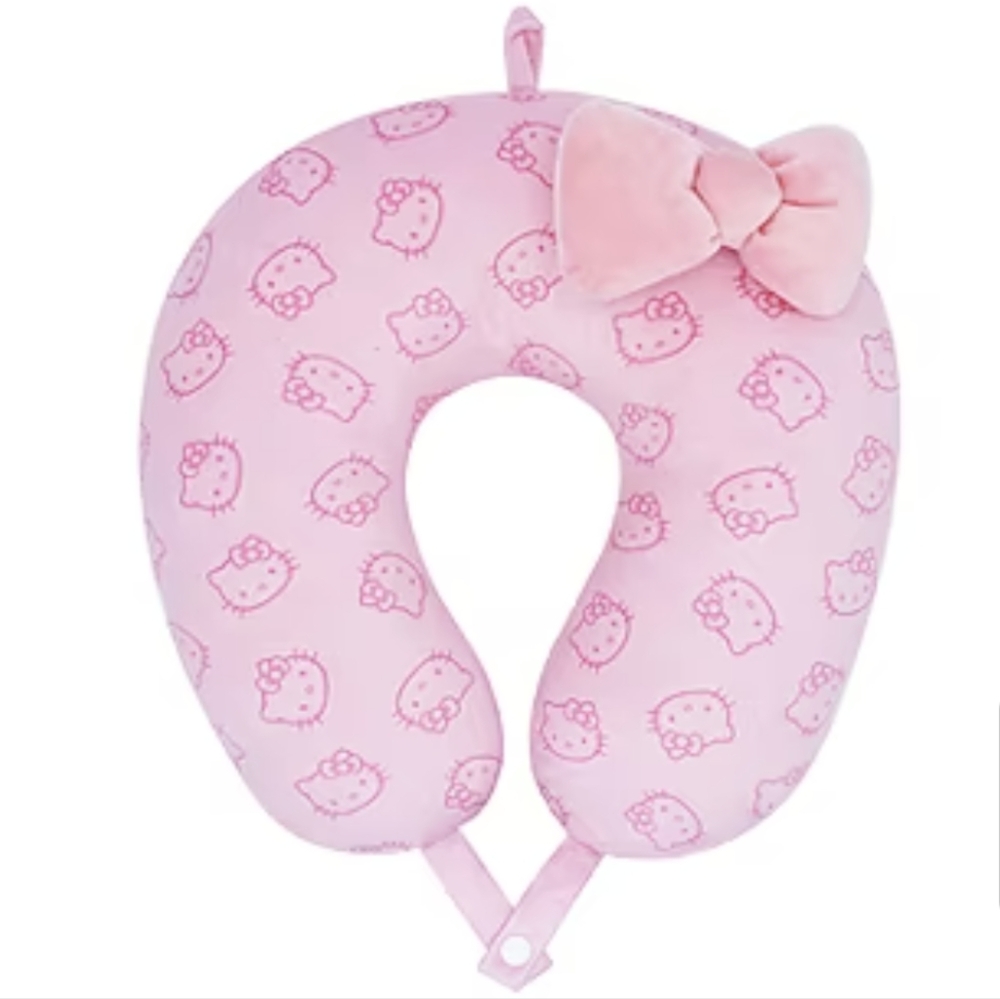 Sanrio Pink Hello Kitty U-Shaped Travel Neck Pillow with Bow